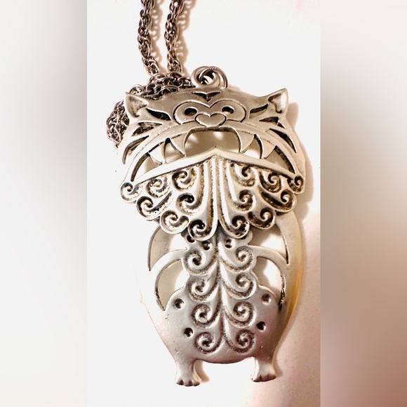 Sterling Silver chain Owl Pendant Necklace 18” - Picture 4 of 7